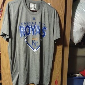 Majestic Gray Royals Tee with Blue Accents